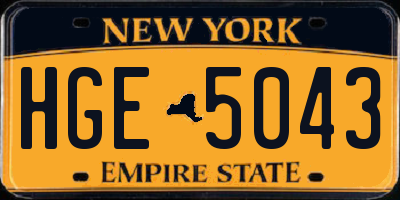 NY license plate HGE5043