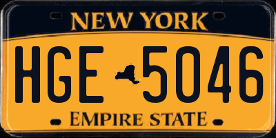 NY license plate HGE5046