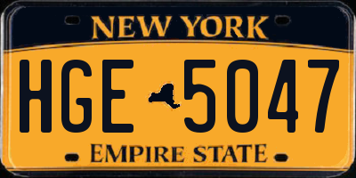 NY license plate HGE5047