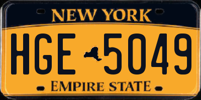 NY license plate HGE5049