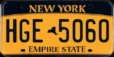 NY license plate HGE5060