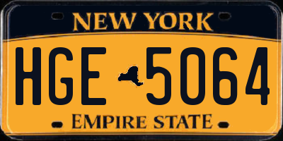 NY license plate HGE5064