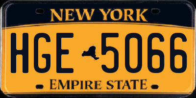 NY license plate HGE5066