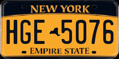 NY license plate HGE5076