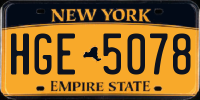 NY license plate HGE5078