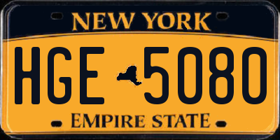 NY license plate HGE5080