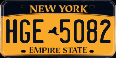 NY license plate HGE5082