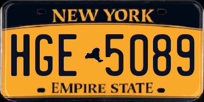 NY license plate HGE5089