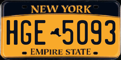 NY license plate HGE5093