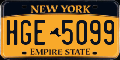NY license plate HGE5099