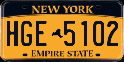 NY license plate HGE5102