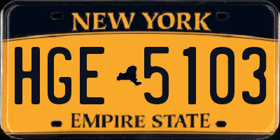 NY license plate HGE5103
