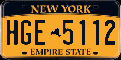 NY license plate HGE5112