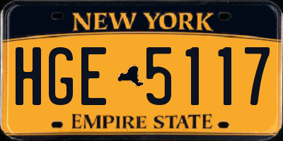 NY license plate HGE5117