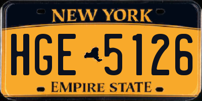 NY license plate HGE5126