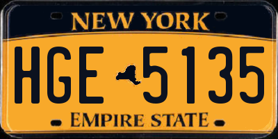 NY license plate HGE5135