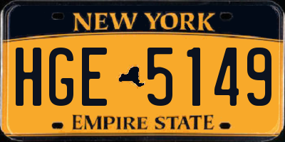 NY license plate HGE5149