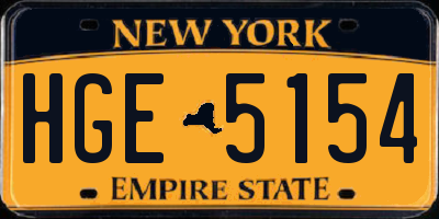 NY license plate HGE5154