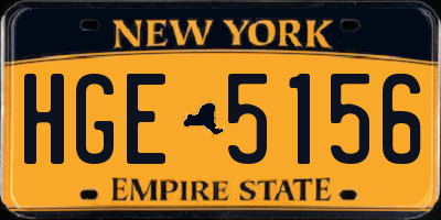 NY license plate HGE5156