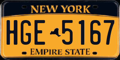 NY license plate HGE5167