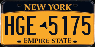 NY license plate HGE5175