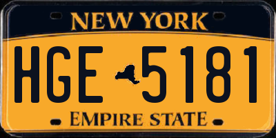 NY license plate HGE5181