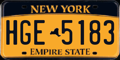 NY license plate HGE5183