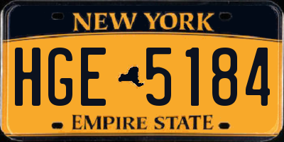 NY license plate HGE5184