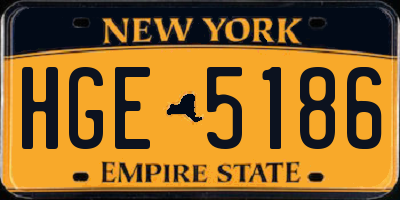 NY license plate HGE5186