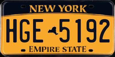 NY license plate HGE5192