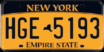 NY license plate HGE5193