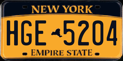 NY license plate HGE5204