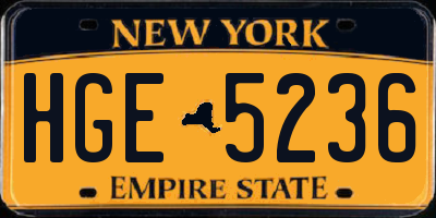 NY license plate HGE5236