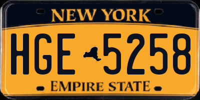 NY license plate HGE5258