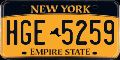 NY license plate HGE5259