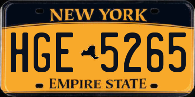 NY license plate HGE5265