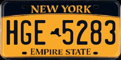 NY license plate HGE5283
