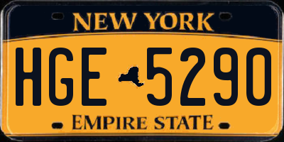 NY license plate HGE5290