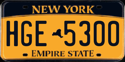 NY license plate HGE5300