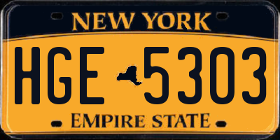 NY license plate HGE5303