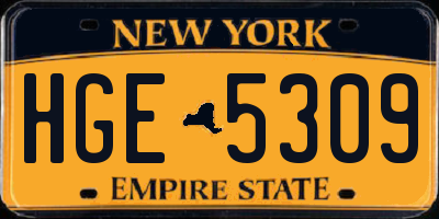 NY license plate HGE5309