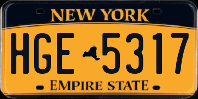 NY license plate HGE5317