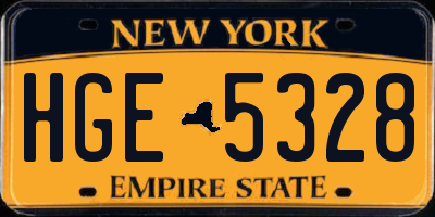 NY license plate HGE5328