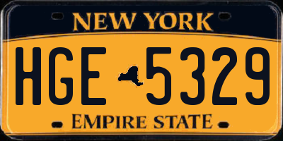 NY license plate HGE5329