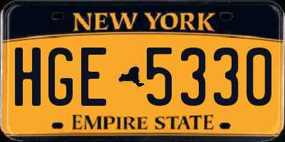 NY license plate HGE5330
