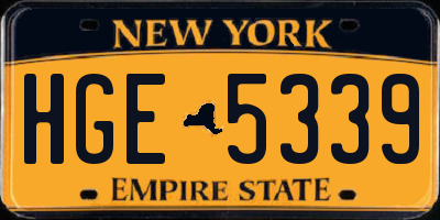 NY license plate HGE5339