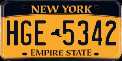 NY license plate HGE5342