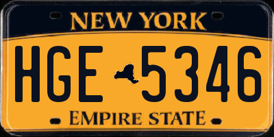 NY license plate HGE5346