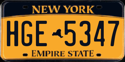 NY license plate HGE5347
