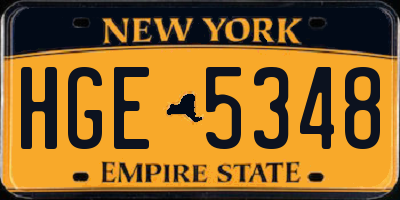 NY license plate HGE5348